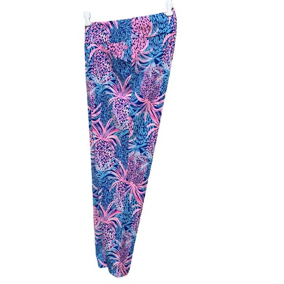 LILLY PULITZER  Luxletic Leggings Sz 10 Stretch Pink Blue Preppy Pineapple NWOT - Picture 9 of 10